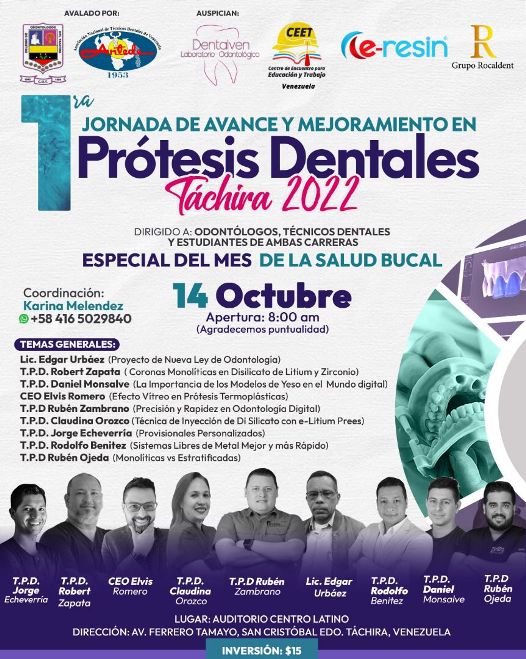 1ra Jornada de avance y mejoramiento en Prótesis Dentales – Táchira 2022